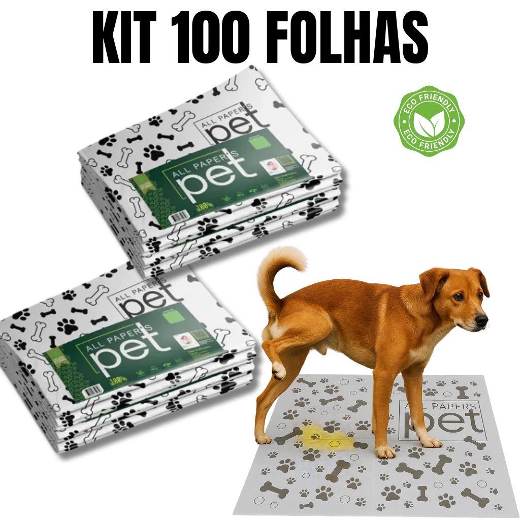 Kit Jornal Pet Higiênico 100 Folhas Biodegradável Atóxico Não Mancha