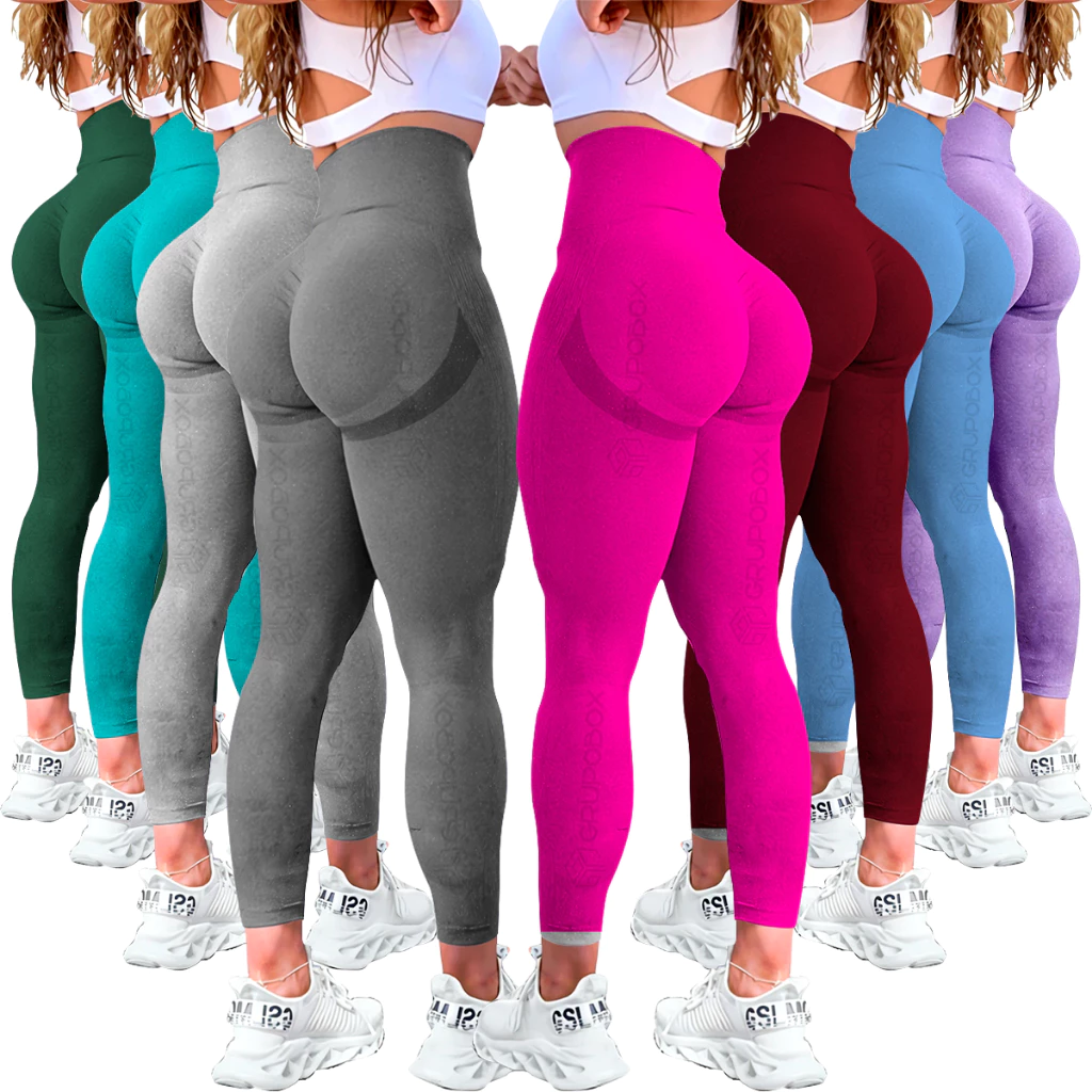 Kit Com 2 Calça Legging Feminina Academia Esportiva Fitness Cintura Alta Levanta Bumbum.