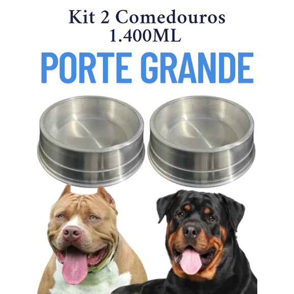 Kit 2 Comedouros 1,4L para Cães de Grande Porte – Praticidade e Qualidade para seu Pet