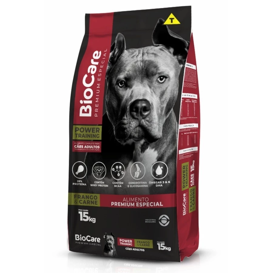 Ração BioCare Power Training Adulto – Premium Special – Frango & Carne 15kg.