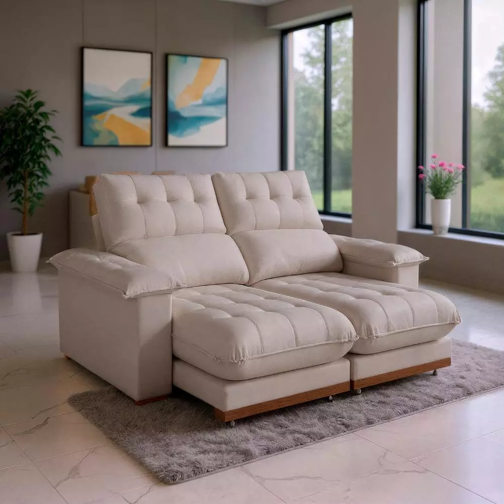 Sofá 2 Lugares 2,00m Retrátil e Reclinável Milano Bom Pastor: Conforto e Estilo para sua Sala