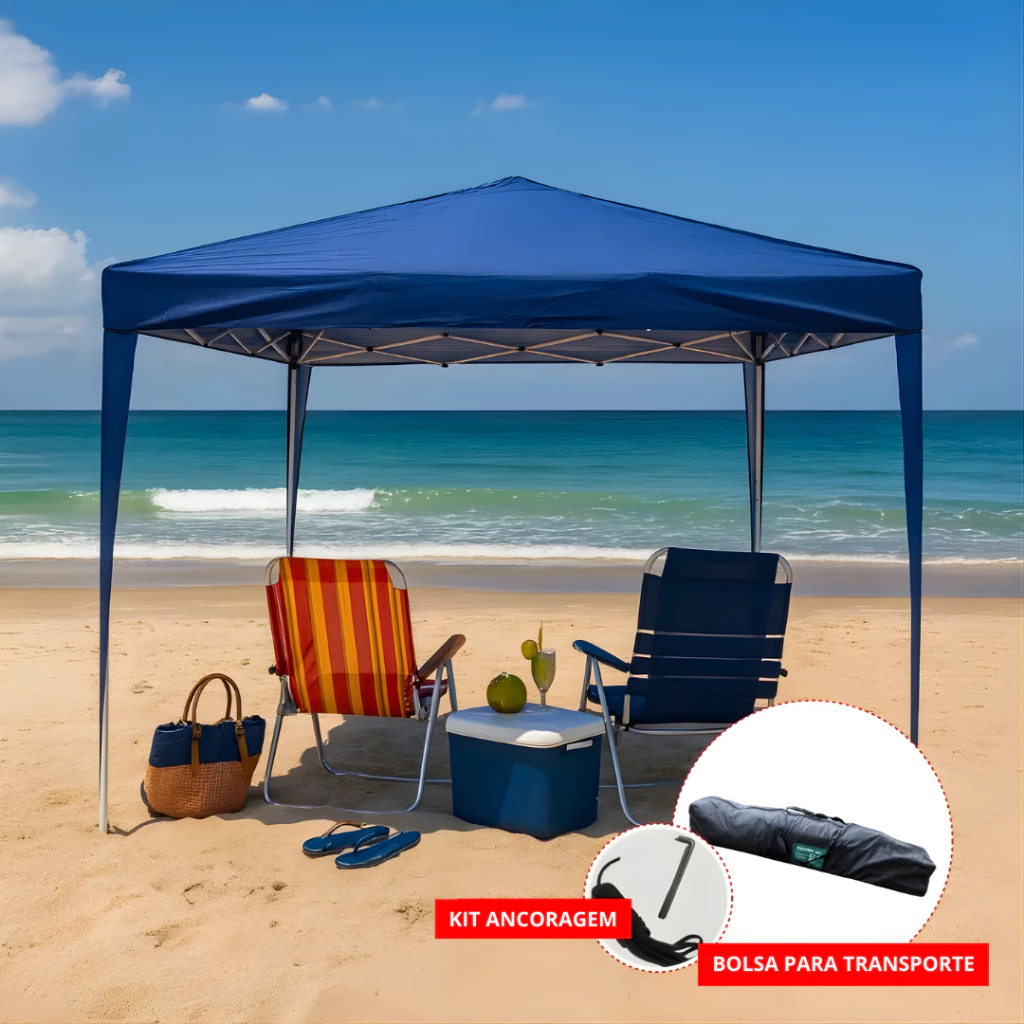 Gazebo Tenda Sanfonada Articulada Eagle Force 3x3m Impermeável Resistente Proteção Ar Livre Camping.
